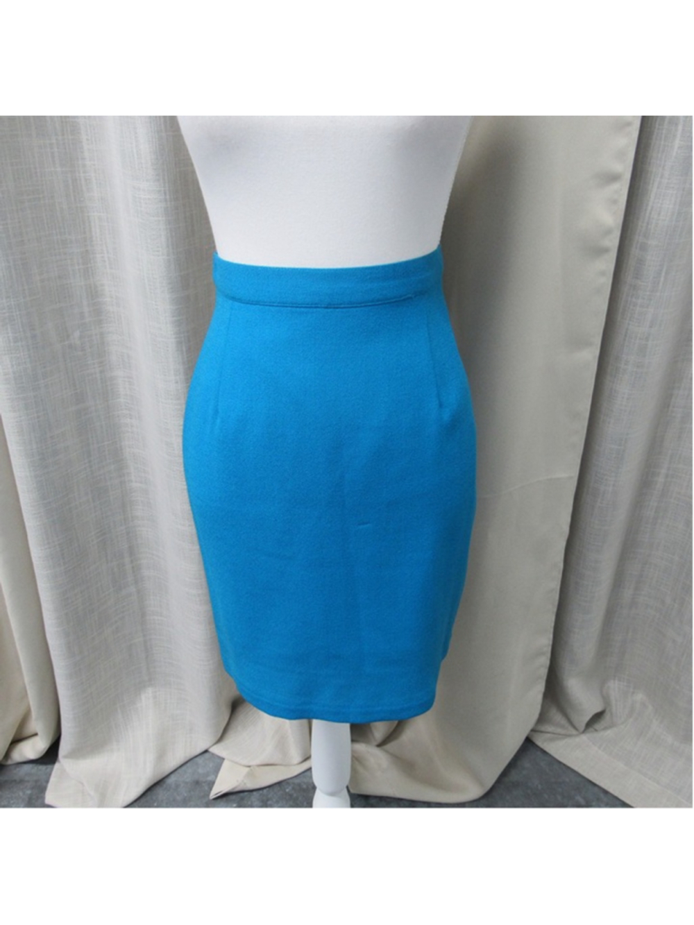 VTG Alberto Makali Blue 100% Wool Pencil Skirt Sz 4 High Waist Made in USA Lined